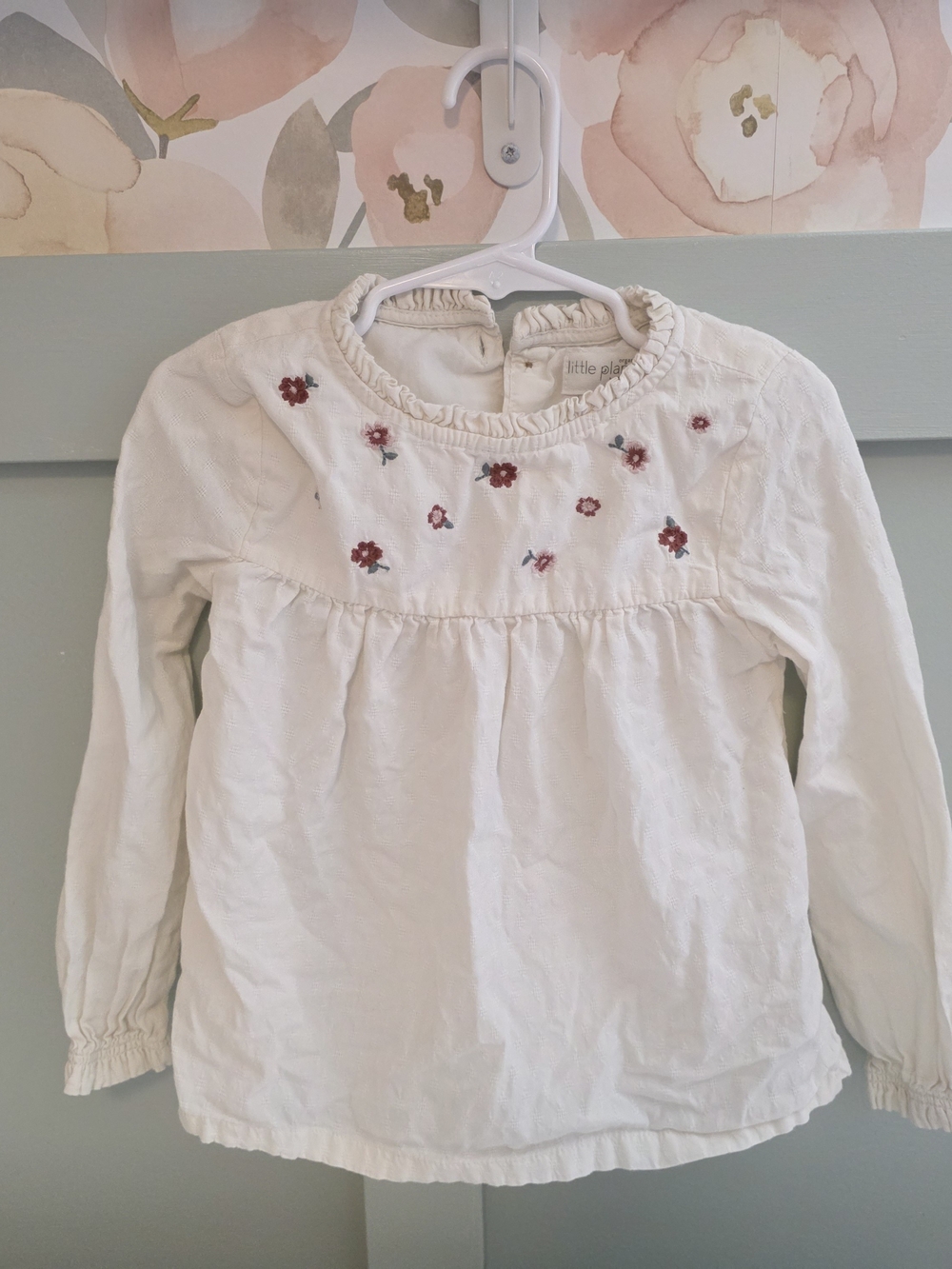 Carter's Little Planet Organic Cream Long-Sleeve Top Floral Embroidery 4t Fall